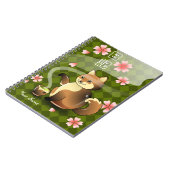 ティーポットのKitsuneの日本のなキツネのパーソナライズな日記 ノートブック (左側)