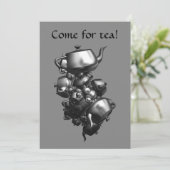 ティーポットをタンブルするフラクタル茶パーティの招待状 招待状 (スタンド正面)