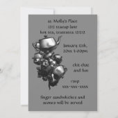 ティーポットをタンブルするフラクタル茶パーティの招待状 招待状 (裏面)