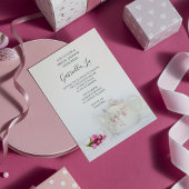 ティーポットウィズピンクローズティーパーティーブライダルシャワー 招待状