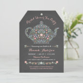 ティーポットエレガントブライダルシャワーチャルクボード招待状 招待状 (スタンド正面)