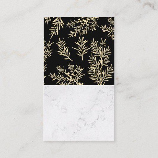 ティーポットグリーンリーフ | ハーブ植物背景 名刺 (裏面)