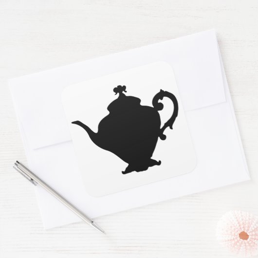 ティーポットシルエット スクエアシール (封筒)