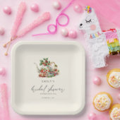 ティーポットストロベリーアフタヌーンティーブライダルシャワー ペーパープレート (パーティー)