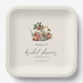 ティーポットストロベリーアフタヌーンティーブライダルシャワー ペーパープレート (正面)