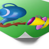 ティーポットティーカップとソーサーイラストレーション絵画ズ ポスター (角)