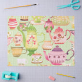 ティーポットティーカップズグリーン 薄葉紙 (クラフト)