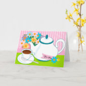 ティーポットティーカッ考えるプフラワーズオブユーカード カード (黄色い花)