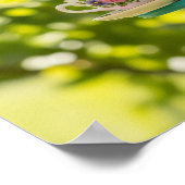 ティーポットバードハウスと花 ポスター (角)