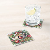 ティーポットバードハウス（鳥）ショウジョウコウカンチョウ3 スクエアペーパーコースター (インサイチュ)