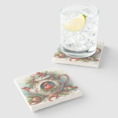 ティーポットバードハウス（鳥）ショウジョウコウカンチョウ5 ストーンコースター (横)