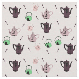 ティーポットパターン生地 ファブリック
