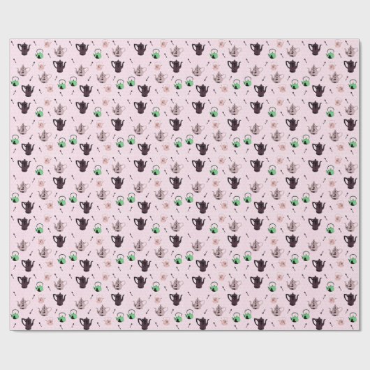 ティーポットパターンwraping紙 ラッピングペーパー (フラット)