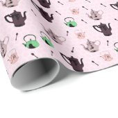 ティーポットパターンwraping紙 ラッピングペーパー (ロールコーナー)