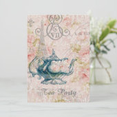 ティーポットパリエッフェルタワーヴィンテージティーパーティー 招待状 (スタンド正面)