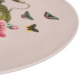 ティーポットパーティー ピンクの花と蝶のデザインのレトロなケトル カッティングボード (角)