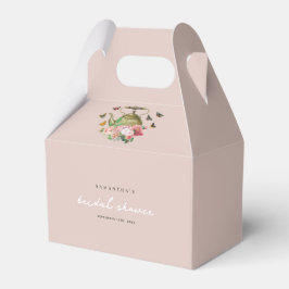 ティーポットパーティー ピンクの花と蝶のブライダルシャワー フェイバーボックス