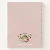 ティーポットパーティー ピンクの花と蝶のモノグラム ノートブック (裏面)