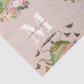 ティーポットパーティー ピンクの花と蝶のモノグラム 薄葉紙 (詳細)