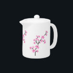 ティーポットピンク白アジアの花（小）<br><div class="desc">ティーポットピンク白アジアの花フローラ茶コーヒー小さなZizzago</div>