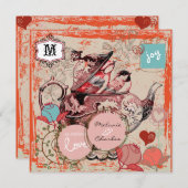 ティーポットファンタジーグランジスクエア結婚式招待状 招待状 (正面/裏面)