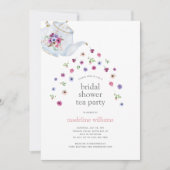 ティーポットフラワーズブライダルシャワーティーパーティの招待状 招待状 (正面)