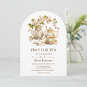 ティーポットフローラ時間のお茶の赤ちゃんシャワー 招待状 (スタンド正面)
