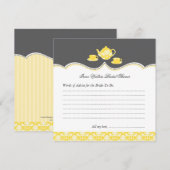 ティーポットブライダルシャワーアドバイスカード アドバイスカード (正面/裏面)