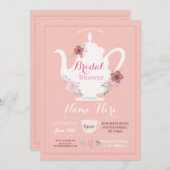 ティーポットブライダルシャワーアフタヌーンティーパーティーブランチ 招待状 (正面/裏面)