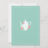 ティーポットブライダルシャワーアフタヌーンティーパーティーミント 招待状 (裏面)