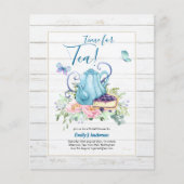 ティーポットブライダルシャワーティータイムアフタヌーンティー招待状 (正面)