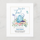 ティーポットブライダルシャワーティータイムアフタヌーンティー招待状 チラシ (正面)