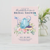 ティーポットブライダルシャワーティータイムアフタヌーンティー招待状 招待状 (スタンド正面)