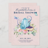 ティーポットブライダルシャワーティータイムアフタヌーンティー招待状 招待状 (正面/裏面)