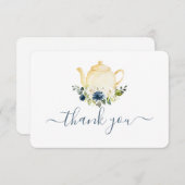 ティーポットブルーフローラサンキューカード サンキューカード (正面/裏面)