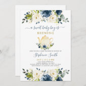 ティーポットベビーシャワーボーイ招待状 招待状 (正面/裏面)