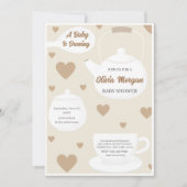 ティーポットベビーシャワー茶パーティの招待状カード 招待状 (正面)