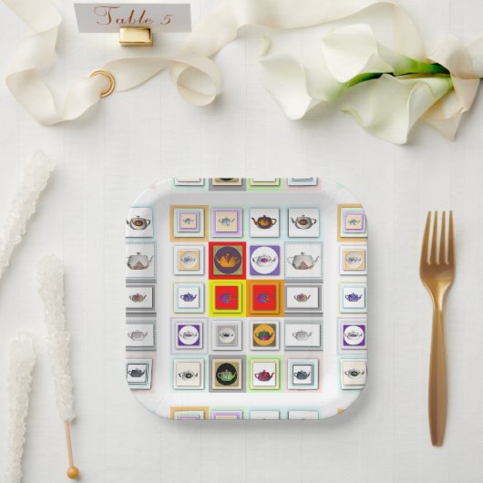 ティーポットリピート ペーパープレート (ウェディング)