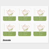 ティーポットレモングラス茶ラベル スクエアシール (シート)