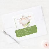 ティーポットレモングラス茶ラベル スクエアシール (封筒)