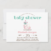 ティーポット花赤ちゃんシャワー 招待状 (正面)