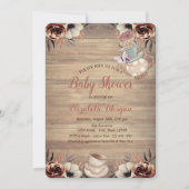 ティーポット茶カップ花ウッドベビーシャワー 招待状 (正面)