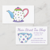 ティーポット茶パーティーポットティーカップティータイム 名刺 (正面/裏面)