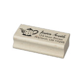 ティーポット茶パーティー水玉模様パーソナライズされたアドレス ラバースタンプ (スタンプ)