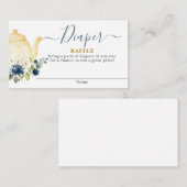 ティーポット赤ちゃんシャワー少年おむつラッフルカード エンクロージャーカード (正面/裏面)