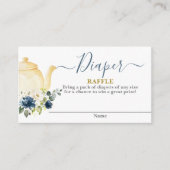 ティーポット赤ちゃんシャワー少年おむつラッフルカード エンクロージャーカード (正面)