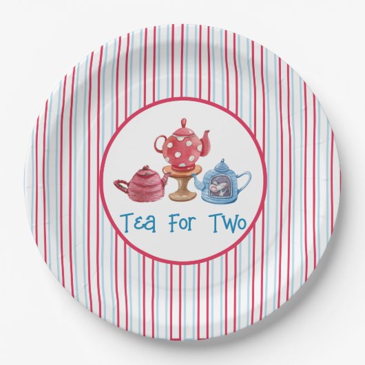 ティーポット2個の7インチ紙プレート ペーパープレート (正面)