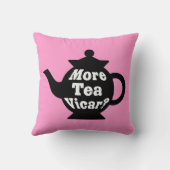 ティーポット-より多くの茶教区牧師か。 -ピンクで白黒 クッション (裏面)