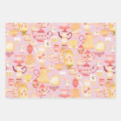 ティーポット&カップピーチ ラッピングペーパーシート (正面3)