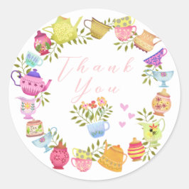 ティーポット&カップ誕生日 ラウンドシール